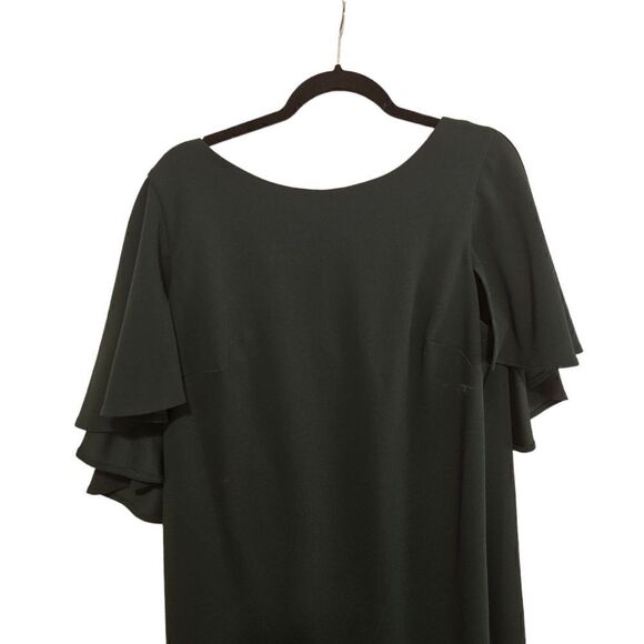 CALVIN KLEIN Flutter Cape Short Sleeve V-Back Crepe Sheath Dress - Size 18W - Picture 3 of 8